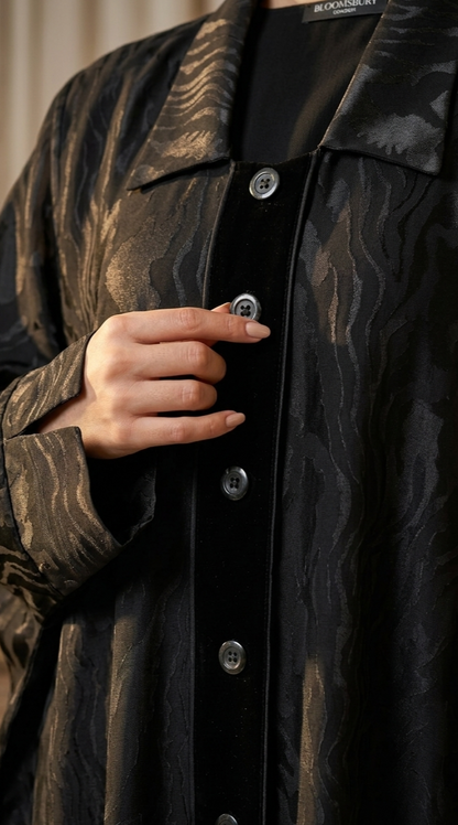 Jet Black Luxury Turkish Jacquard Abaya