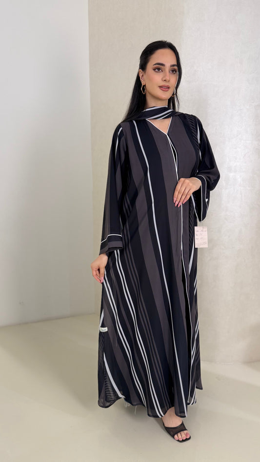 Chiffon Abaya - Striped