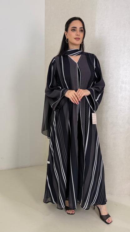 Chiffon Abaya - Striped