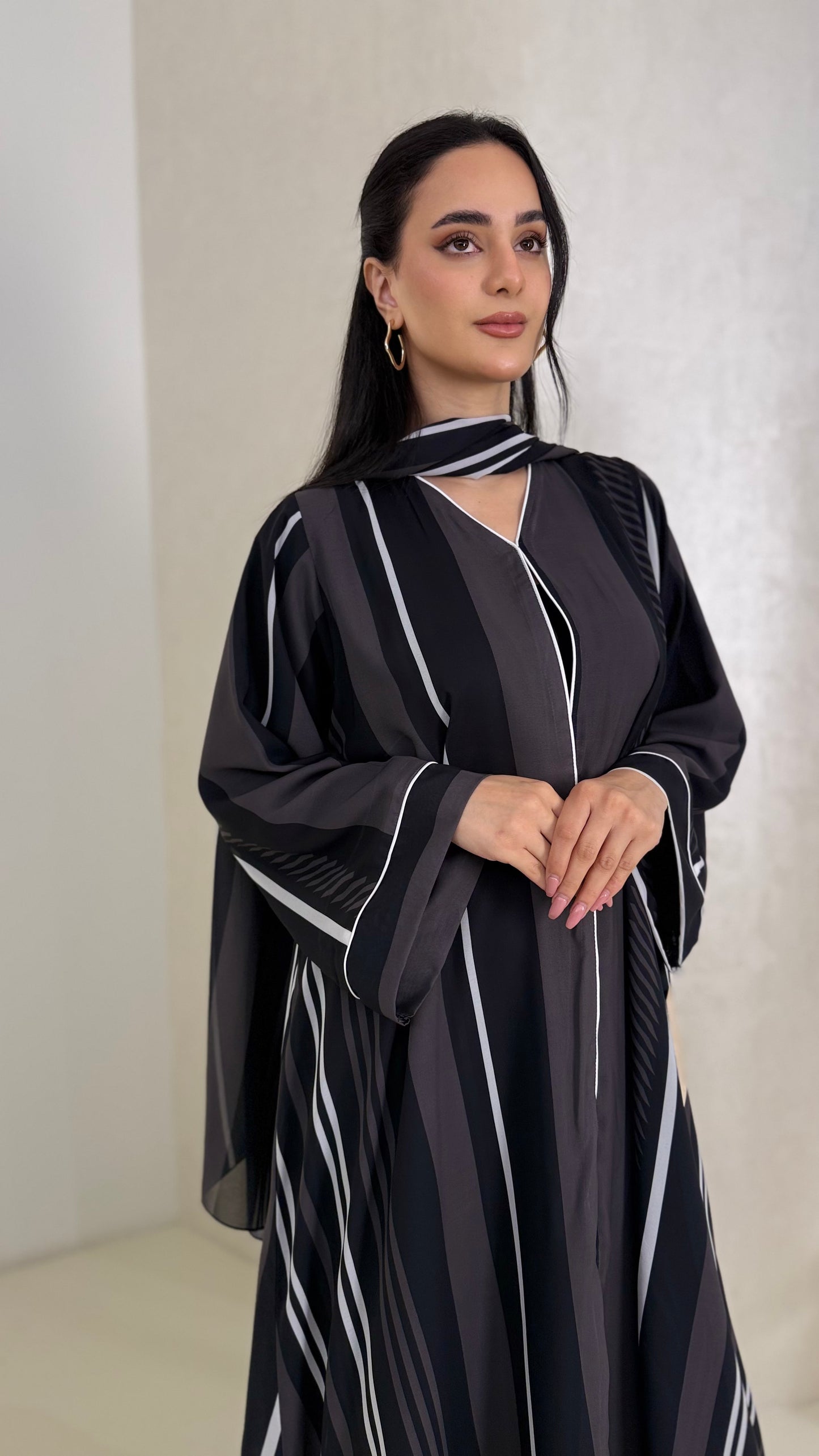 Chiffon Abaya - Striped