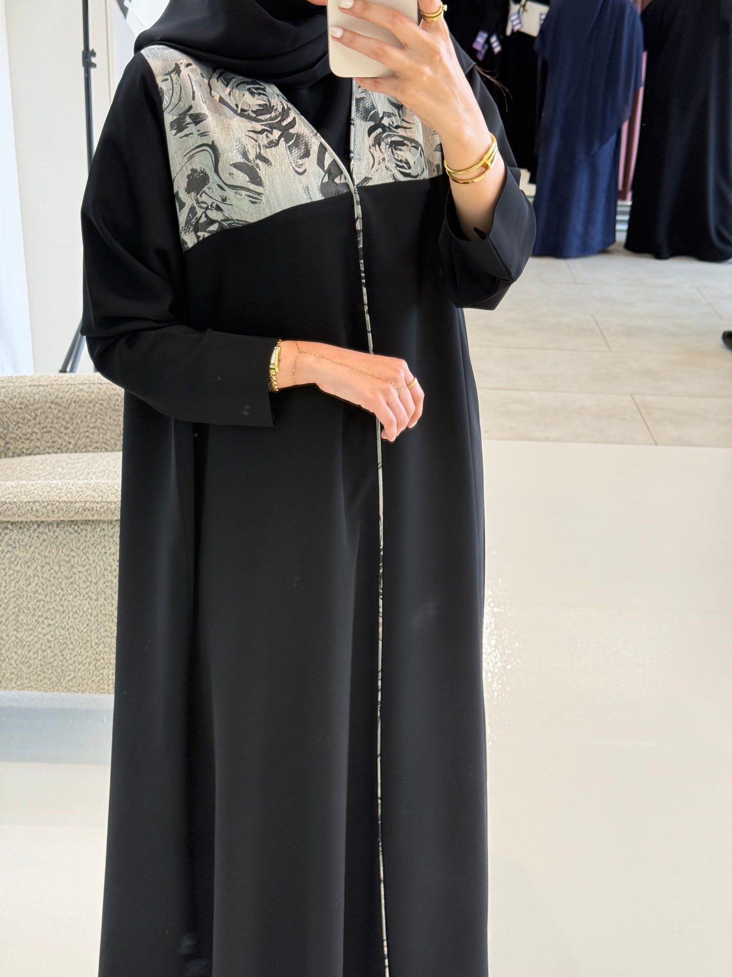 Black Floral Abaya
