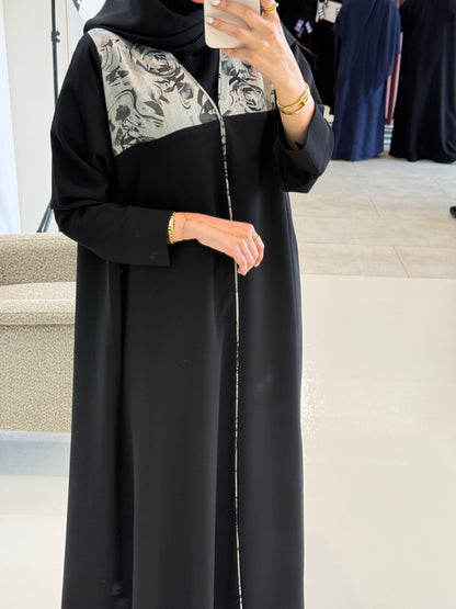Black Floral Abaya
