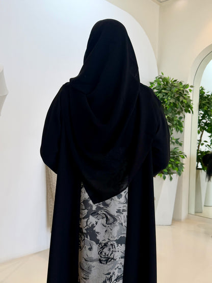 Black Floral Abaya