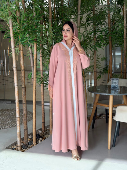 Peach Lace Abaya