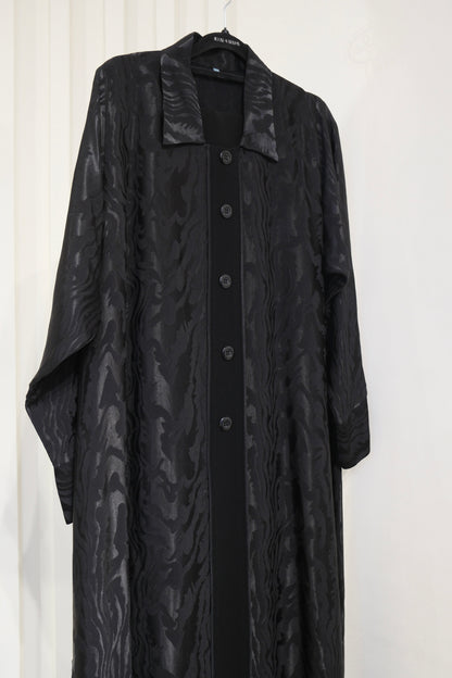Jet Black Luxury Turkish Jacquard Abaya
