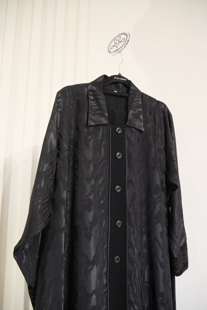 Jet Black Luxury Turkish Jacquard Abaya