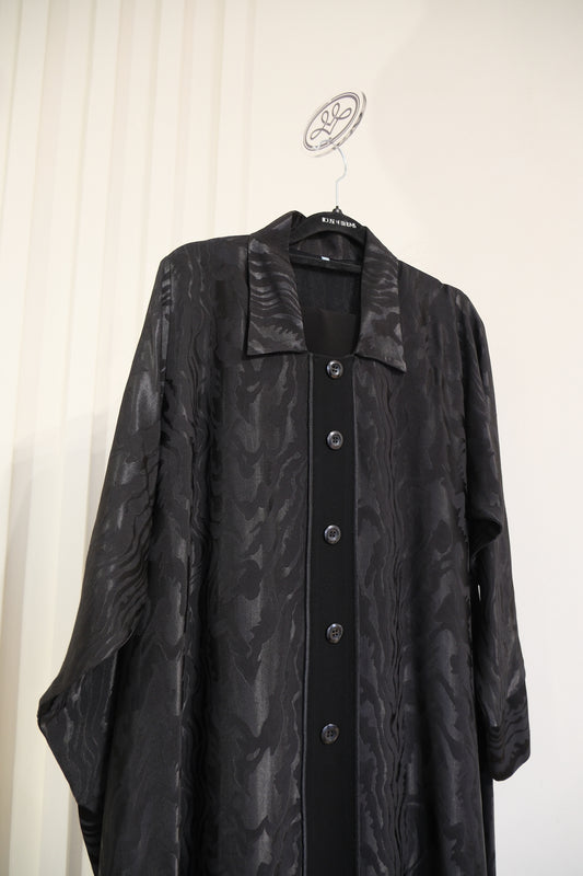 Jet Black Luxury Turkish Jacquard Abaya