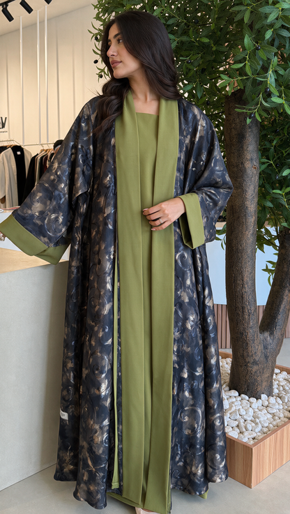 Chiffon Abaya - Olive Green
