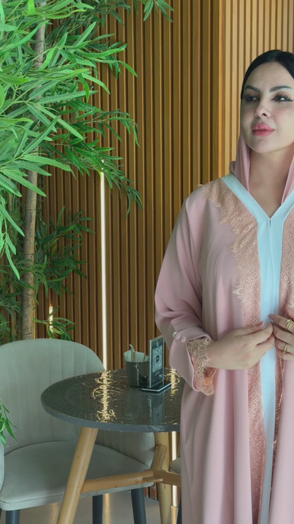 Peach Lace Abaya