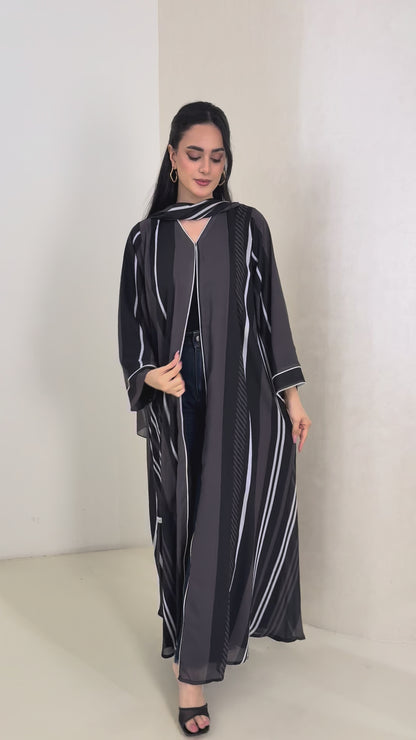 Chiffon Abaya - Striped