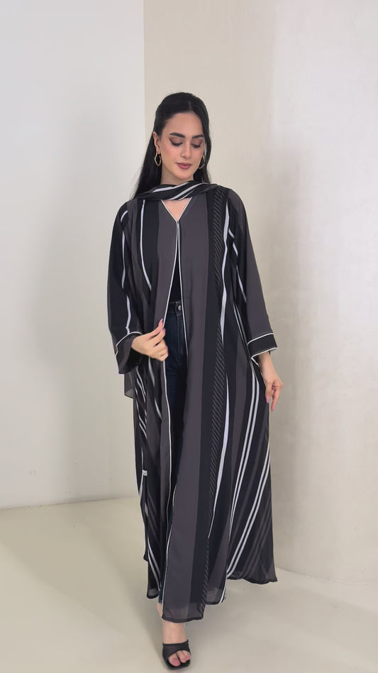 Chiffon Abaya - Striped