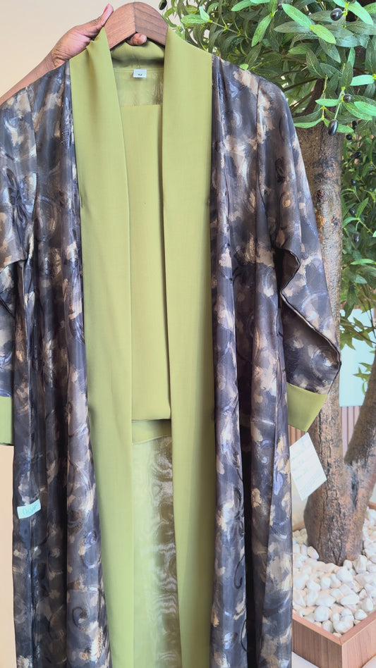 Chiffon Abaya - Olive Green