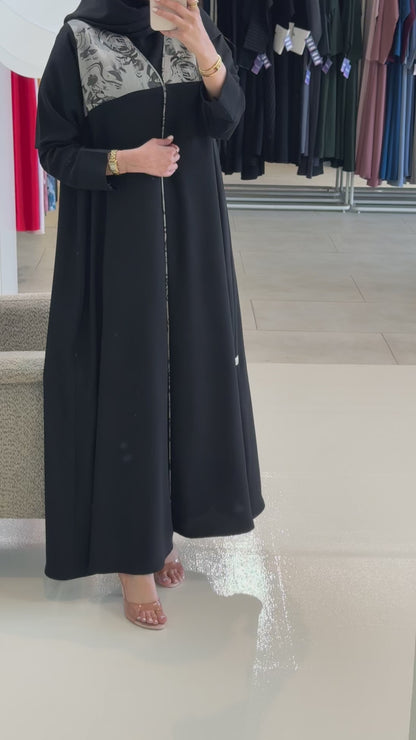Black Floral Abaya