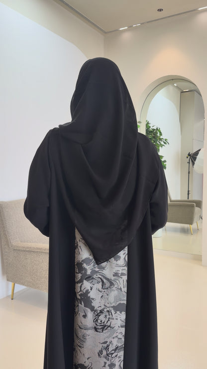 Black Floral Abaya